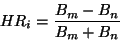 \begin{displaymath}HR_i = \frac{B_m - B_n}{B_m + B_n} \end{displaymath}
