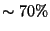 $\sim70\%$