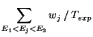 $\displaystyle \sum_{E_1 < E_j < E_2} w_j \: / \: T_{exp}$