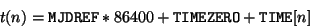 \begin{displaymath}
t(n) = \texttt{MJDREF} * 86400 + \texttt{TIMEZERO} + \texttt{TIME}[n]
\end{displaymath}