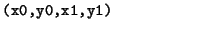 $\textstyle \parbox{.30\textwidth}{{\tt (x0,y0,x1,y1)}}$