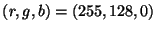 $(r,g,b)=(255,128,0)$